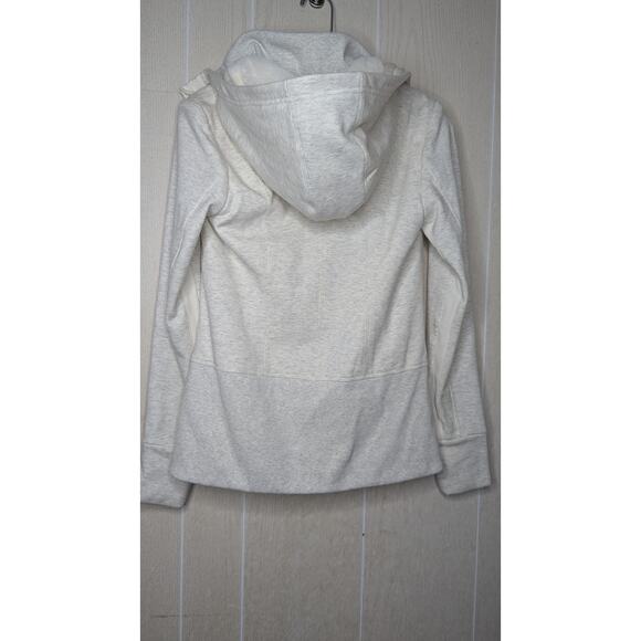 Athleta Luxe Victory fur lined hoodie jacket ivory pockets size extra small - Picture 9 of 11